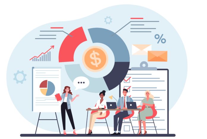 Tax consultant web banner or landing page. Idea of accounting